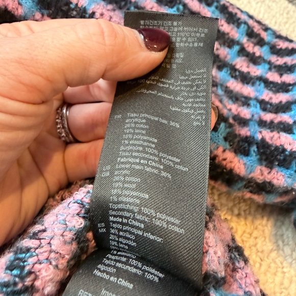 Sandro Pink and Blue Textured Jean Jacket - Picture 5 of 5